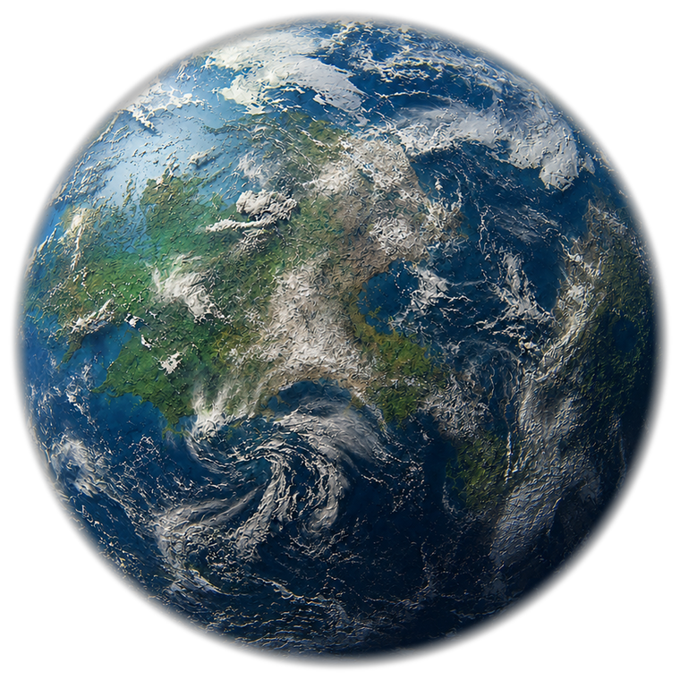 Earth floating alone against deep space